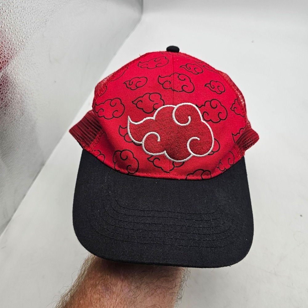 Naruto Shippuden Hat Cap Snap Back Mens One Size Red Akatsuki Cloud Anime